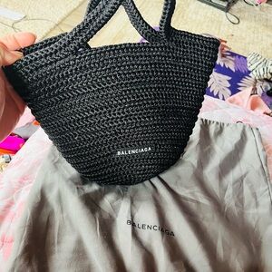 Balenciaga Black Woven Tote Bag